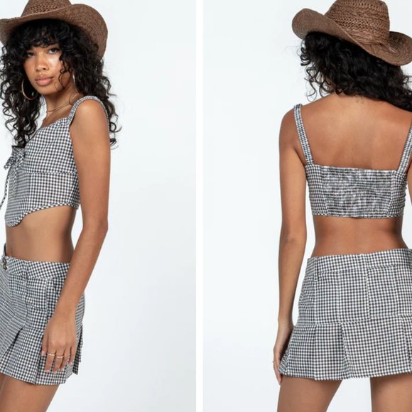 LOUI MINI SKIRT MULTI gingham plaid - Picture 2 of 4